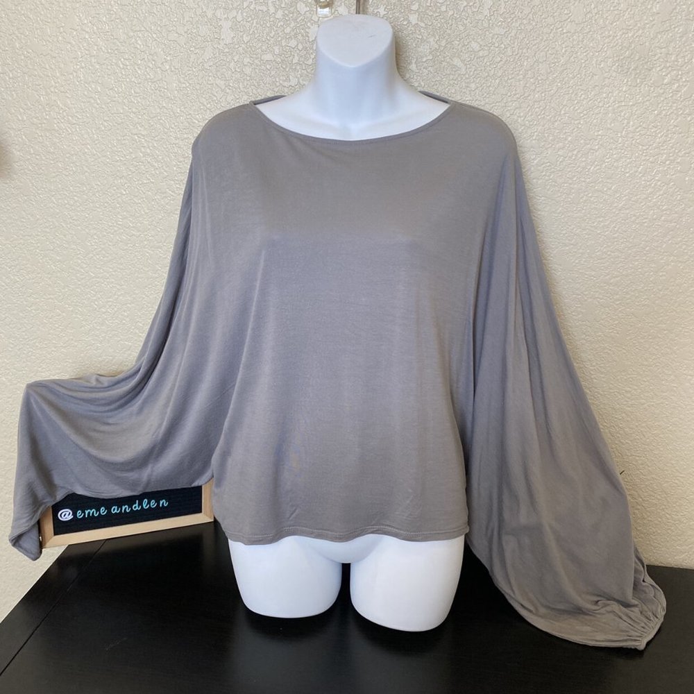 ASOS Grey Dolman Sleeve Top Long Sleeves